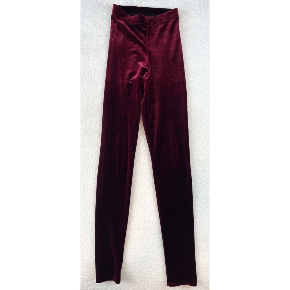 BLACKMILK • Burgundy/Maroon/Mulled Wine High-Waisted Velvet Leggings, XS - Picture 7 of 16